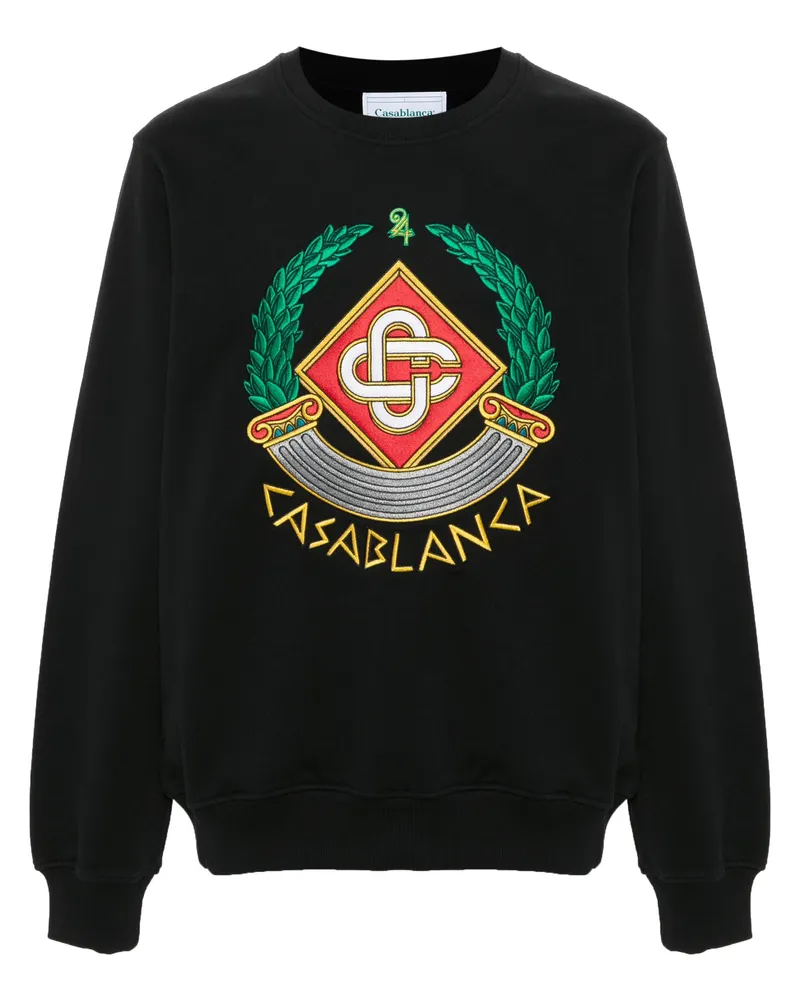 Casablanca Paris Casa Wappen besticktes Sweatshirt in Schwarz Schwarz