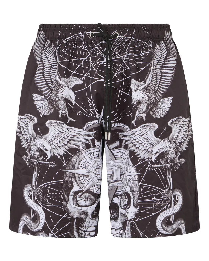 Philipp Plein Nylon Shorts Tattoo Schwarz