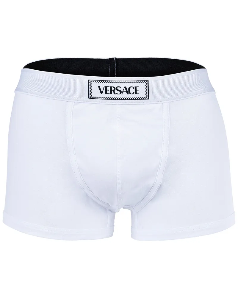 Versace Short Trunk Jersey Cotton Topekaelastic Canete Logo  Boxershort Weiß