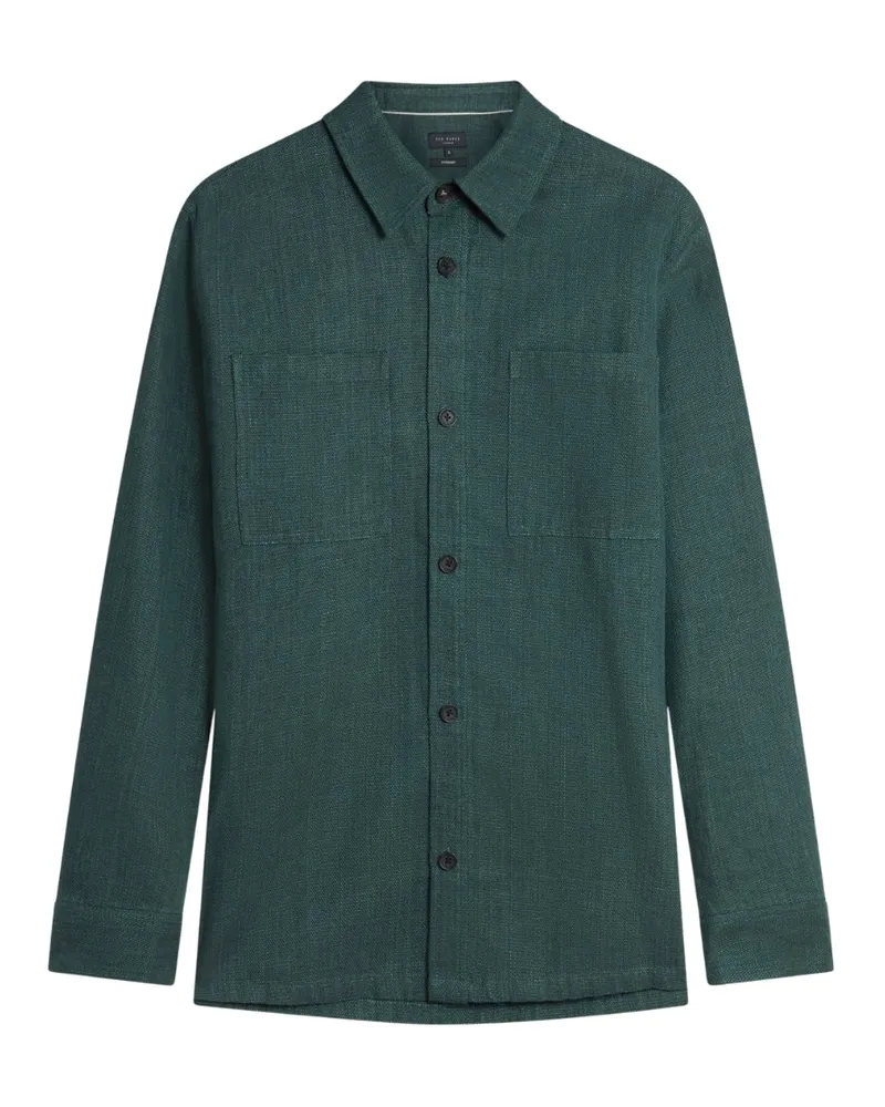 Ted Baker Shaww Delave Leinenhemd, Dunkelgrün Petrol