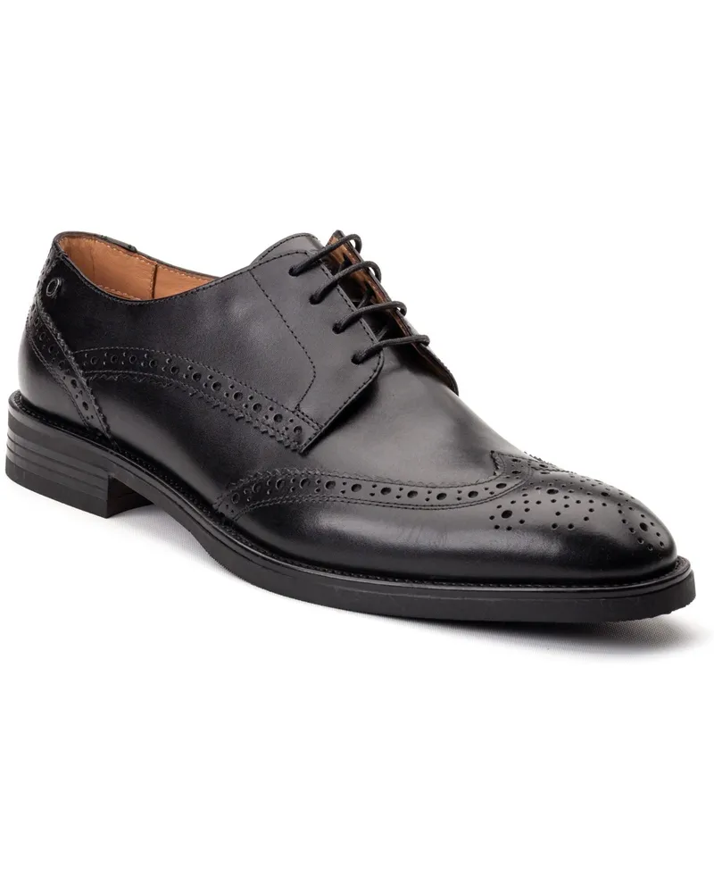 Base London Pocket-Ledernudged Brogues - Schwarz Schwarz