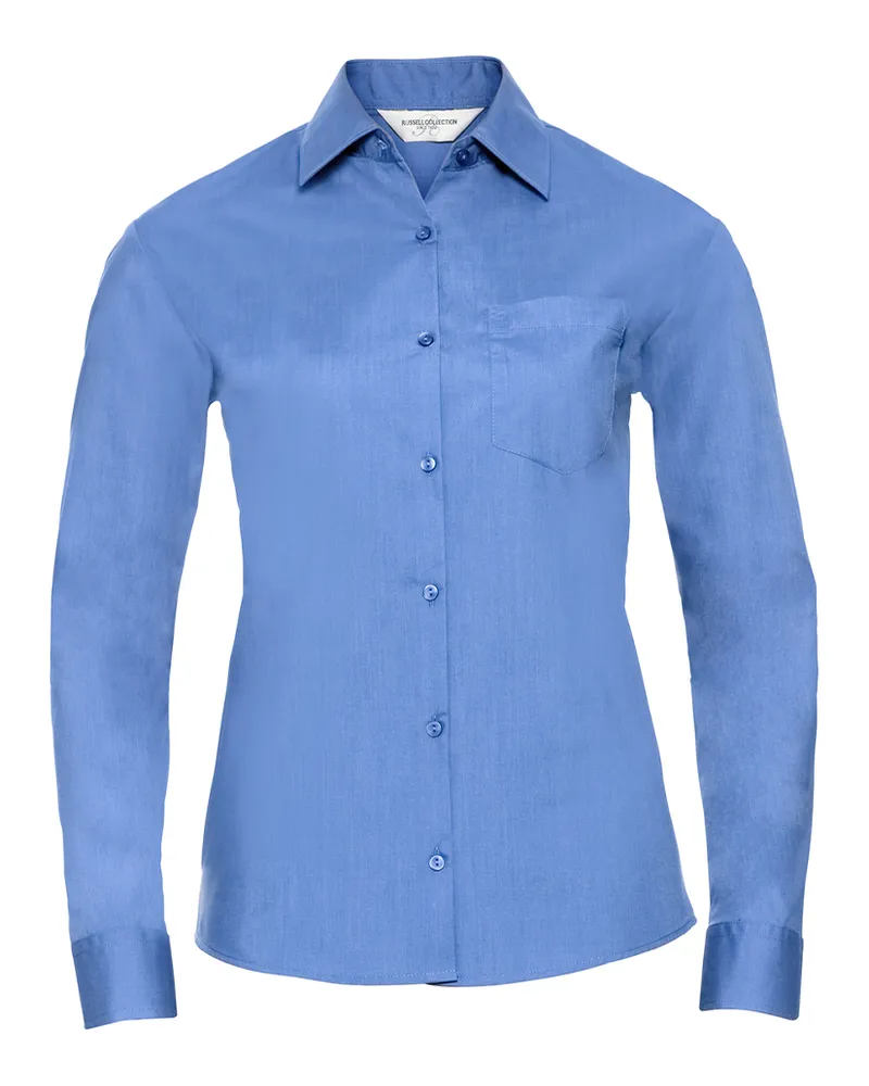 Russell Athletic Russell Collection - "Classic" Hemd Pflegeleicht für Damen Langärmlig (Business-Blau Blau