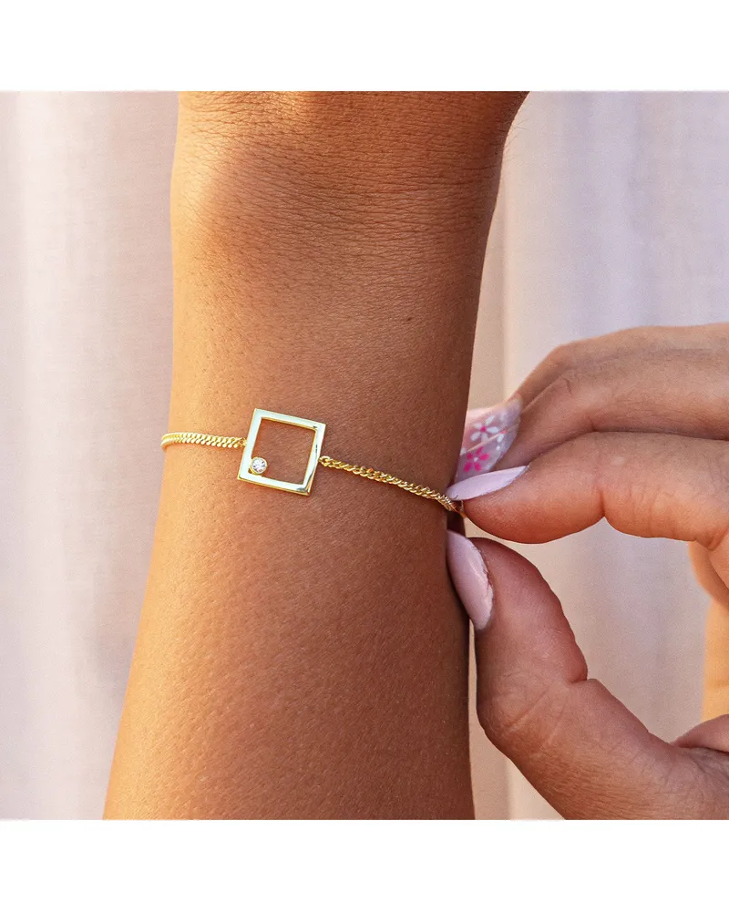 cai Armband 925 Sterling Silber gelb vergoldet Rechteck Zirkonia Gold