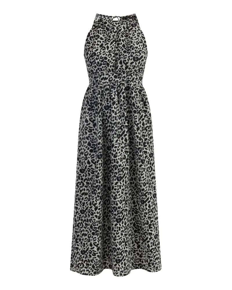 FAINA Maxikleid mit Leoprint Damen Grau Leo Grau