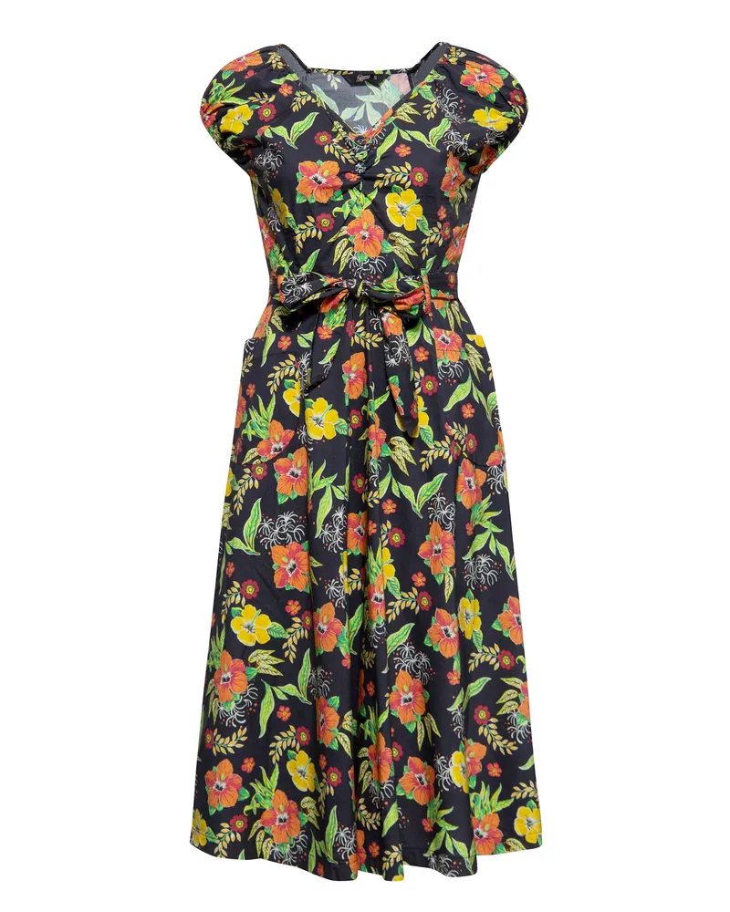 Queen Kerosin Damen Swingkleid "Hibiskus" - Mehrfarbig Mehrfarbig