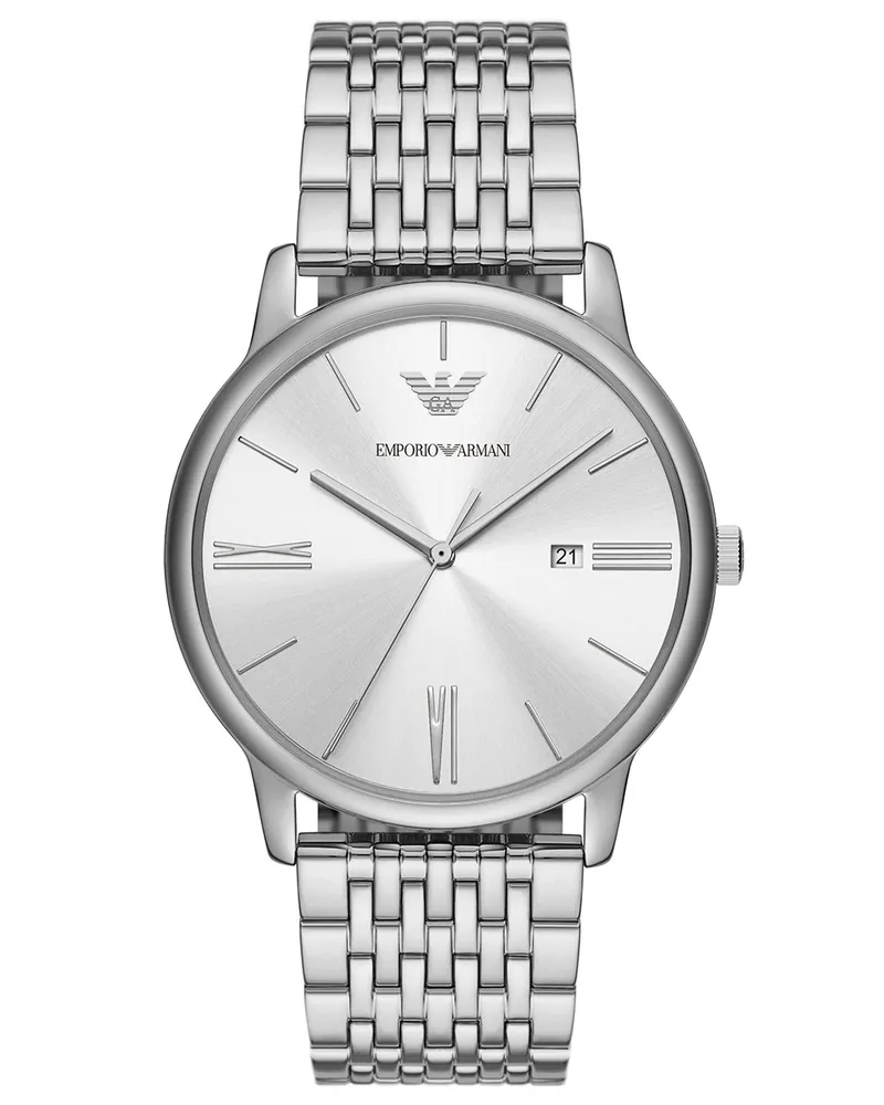 Emporio Armani Minimalist Silber Herren Armbanduhr AR11599 Silber