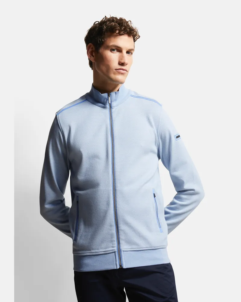 Bugatti Herren-Sweatjacke mit Collegekragen - Hellblau Hellblau