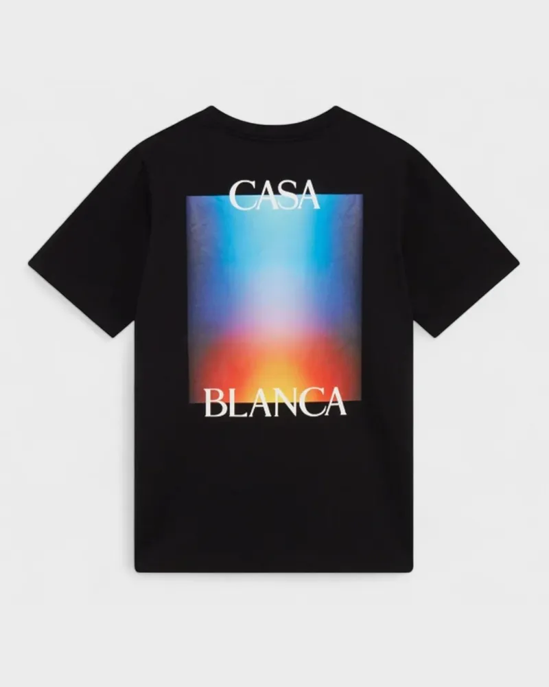Casablanca Paris Gradient Stacked Logo Schwarzes T-shirt Schwarz