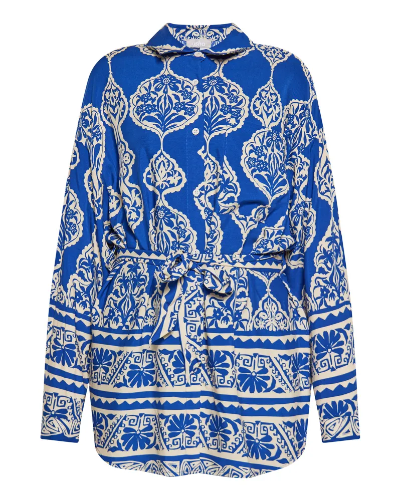 Usha Bluse Damen royalblau Creme Blau