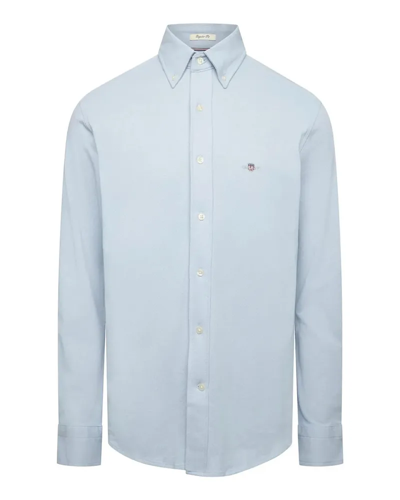 Gant Hemd für Herren, Piqué, Regulär, Langärmlig (Blau Blau