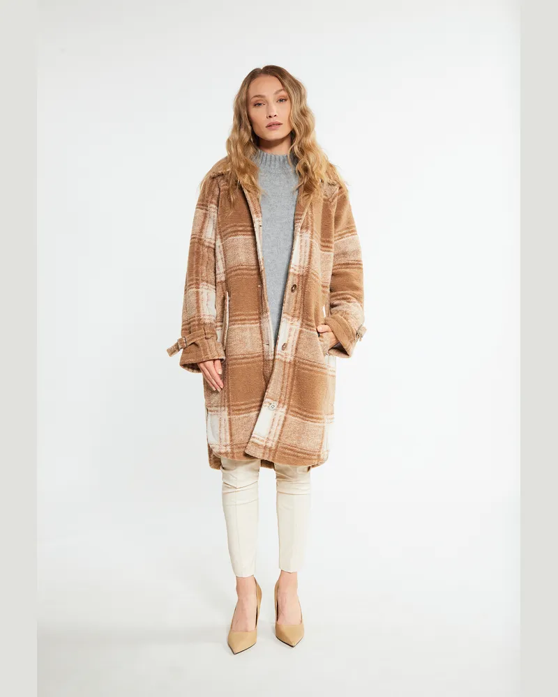 RISA Manteau de transition en laine mélangée vanne Beige