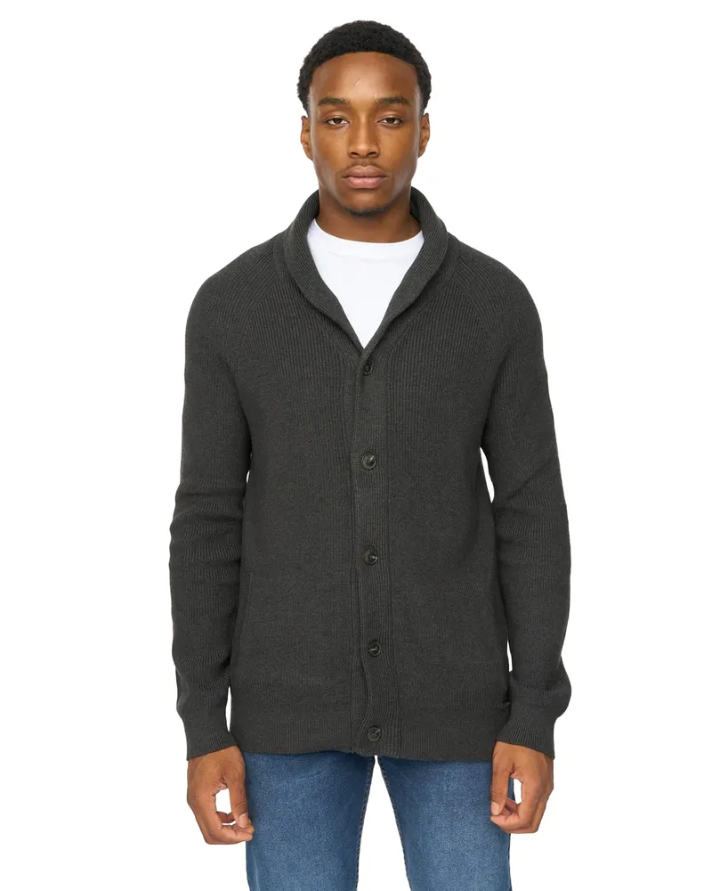 Duck and Cover Venosa" Strickjacke für Herren, Schalkragen (Holzkohle Anthrazit