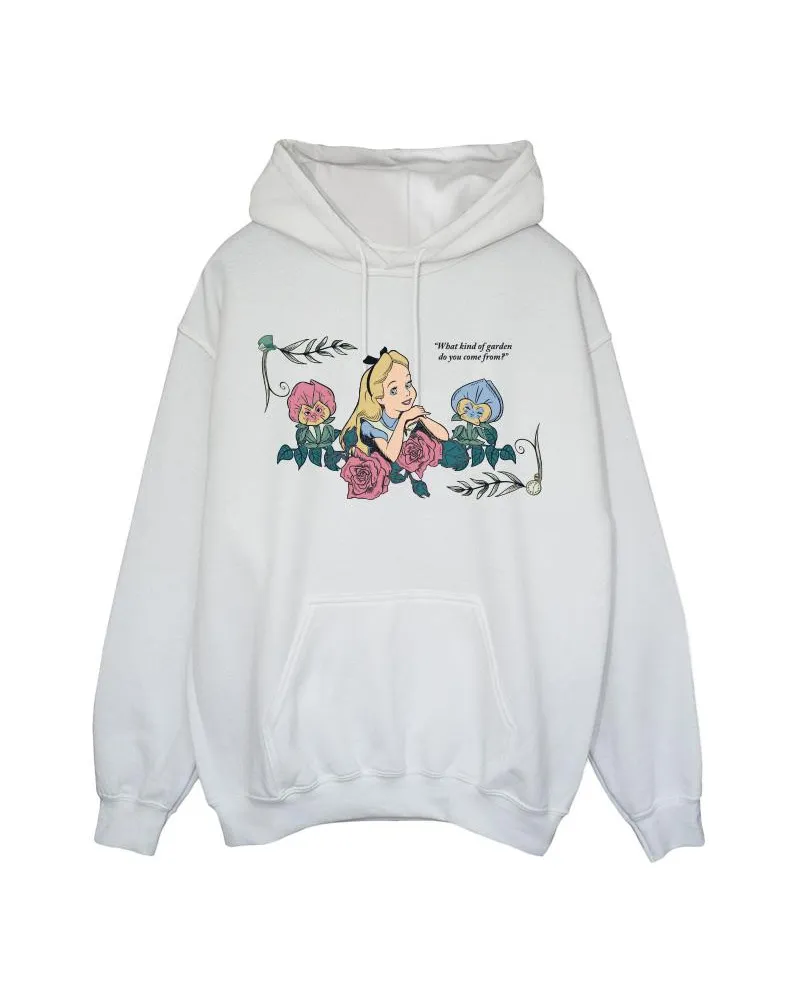 Disney Alice In Wonderland What Kind Of Garden" Kapuzenpullover für Damen (Weiß Weiß