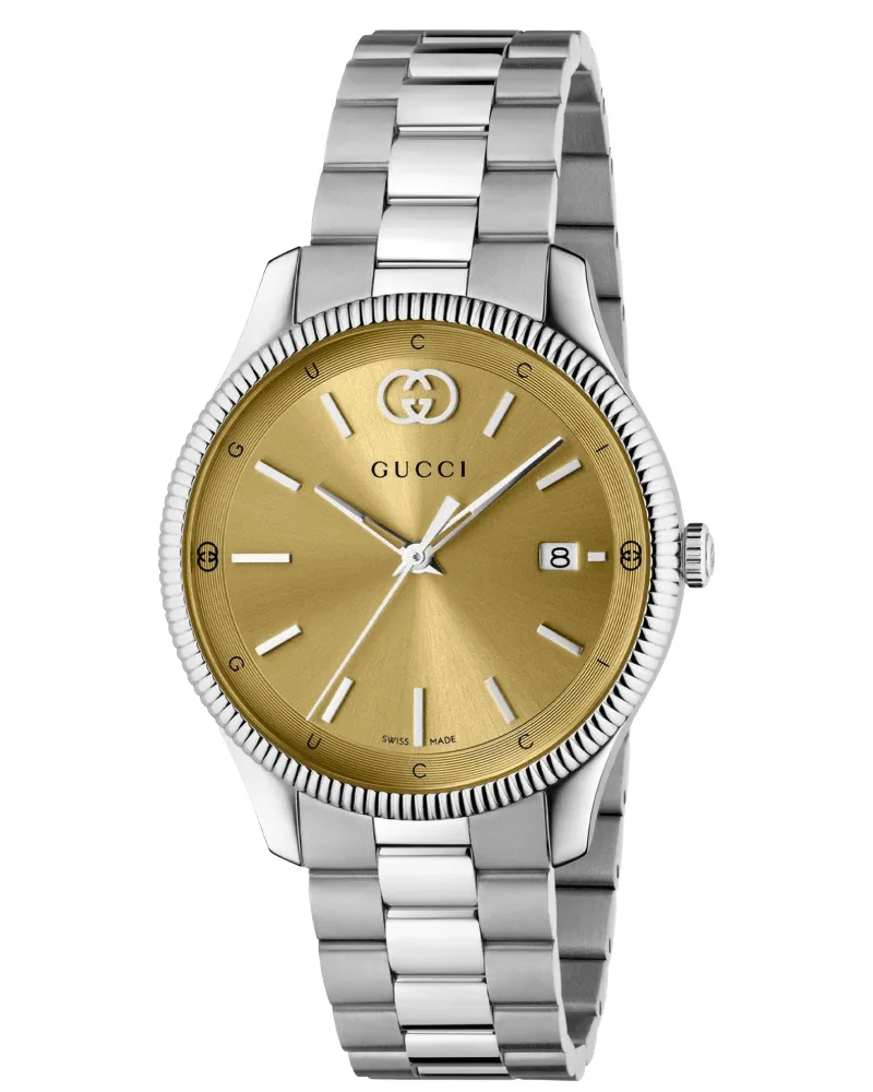 Gucci YA1264234 G‑Timeless Uhr für Unisex, goldfarbenes Zifferblatt - Silber Silber