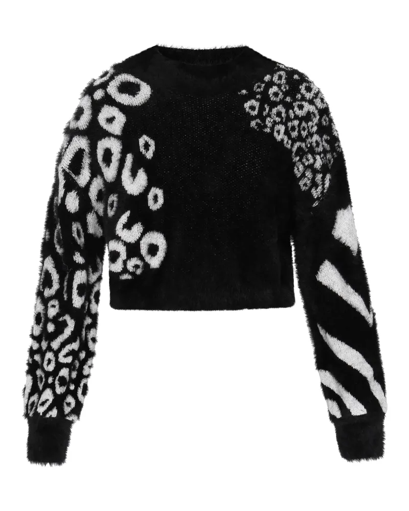My Mo Pullover für Damen - Schwarz/Wollweiß Schwarz