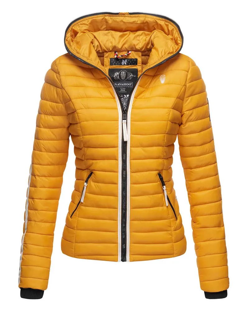 NAVAHOO Damen Steppjacke Kimuk Princess – Leicht, Modern & Mit Kapuze Gelb