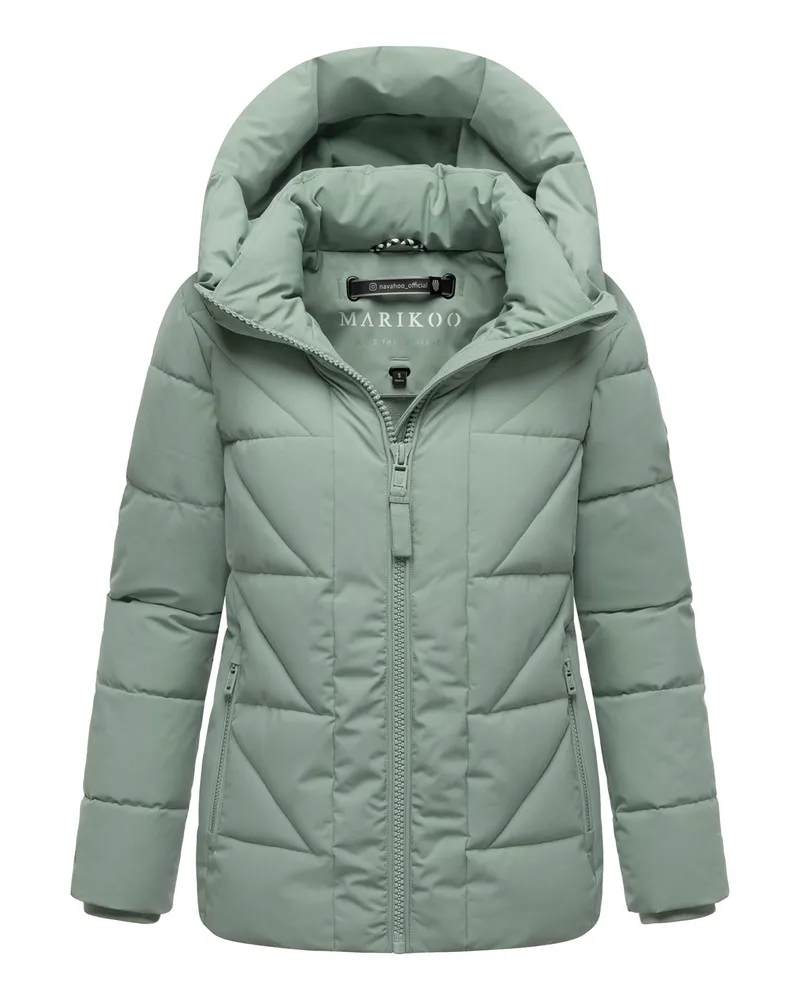 Marikoo Damen Winterjacke Kuschelnasee mit Kapuze und Fleecefutter Grün