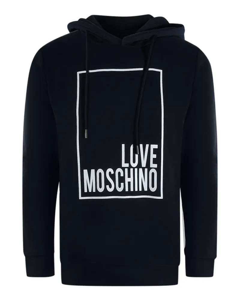 Moschino Hoodie In Marineblau Mit Weißem Box-logo Marineblau