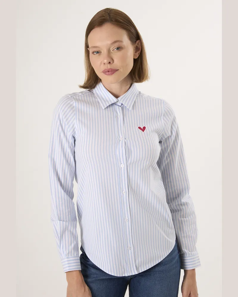 Felix Hardy Hemd Gestreiftes Langarmhemd Blau
