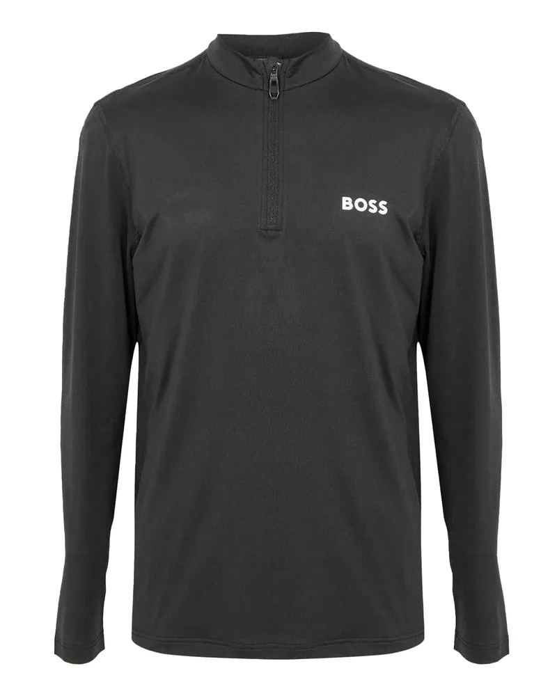 HUGO BOSS Oberteil für Herren, mit kurzem Reißverschluss, Hochleistungsmaterial, Langärmlig (Schwarz Schwarz