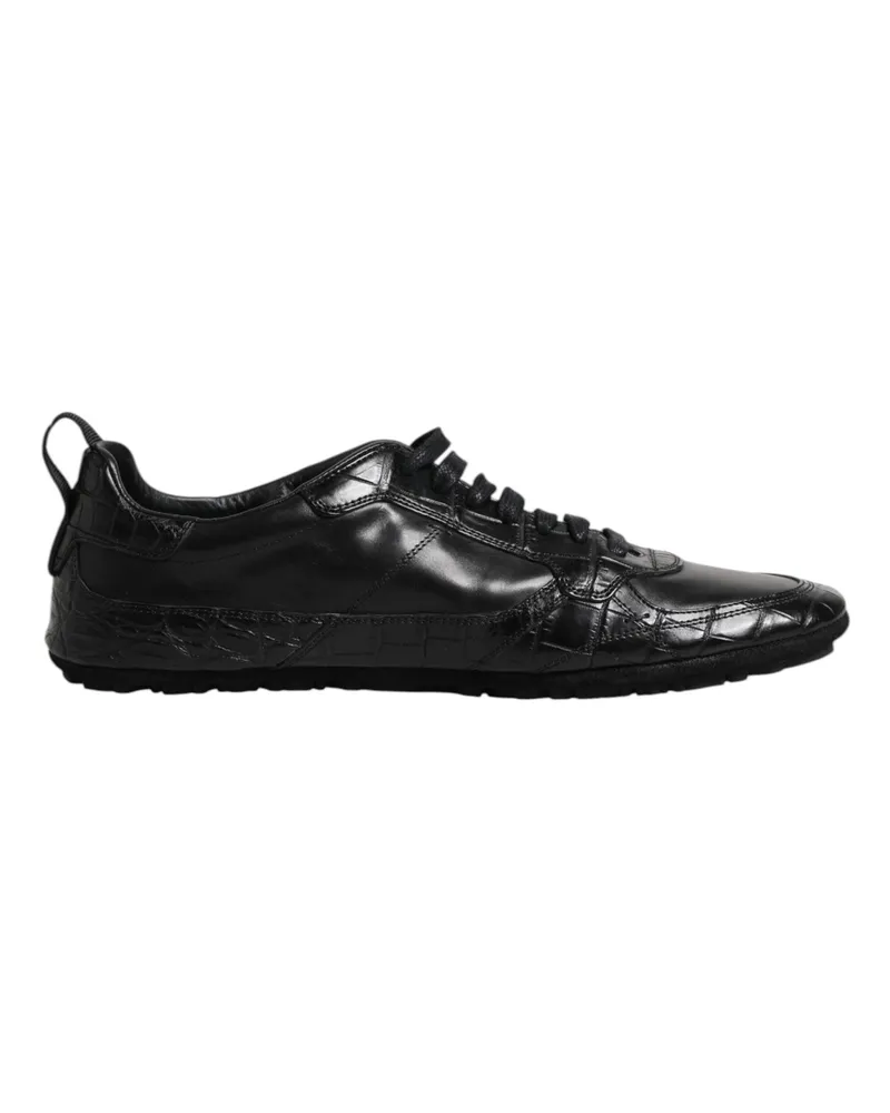 Dolce & Gabbana Schwarze Exotische Leder Niedrigschuh Sneaker Schwarz