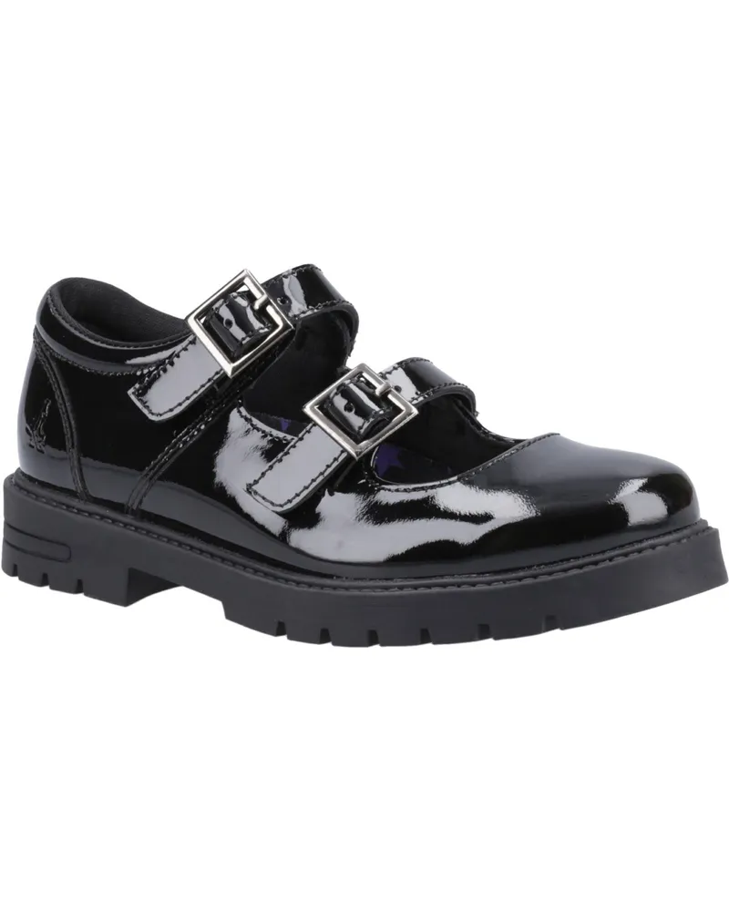Hush Puppies Ella Patent Senior Mädchenschuhe Aus Schwarzem Leder Schwarz