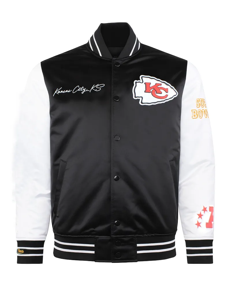 Mitchell & Ness NFL Kansas City Chiefs Herren Satin Bomberjacke Schwarz