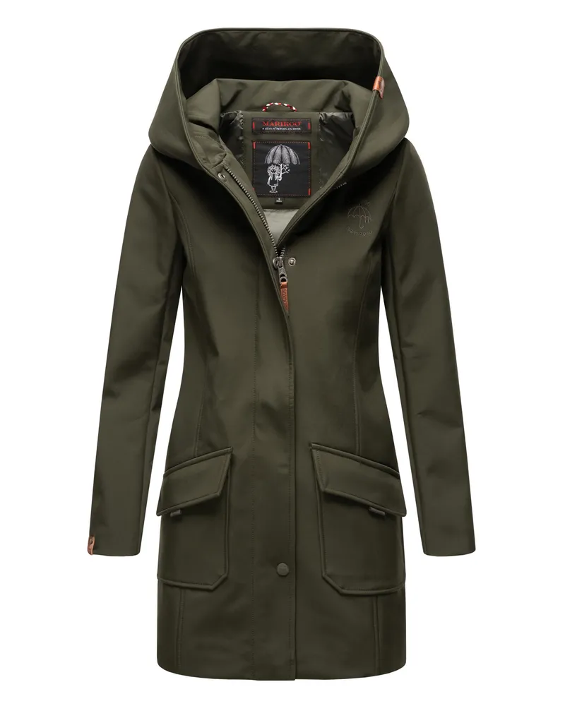 Marikoo Softshelljacke "Mayleen" für Damen, wasserabweisend mit Kapuze - Grün Grün
