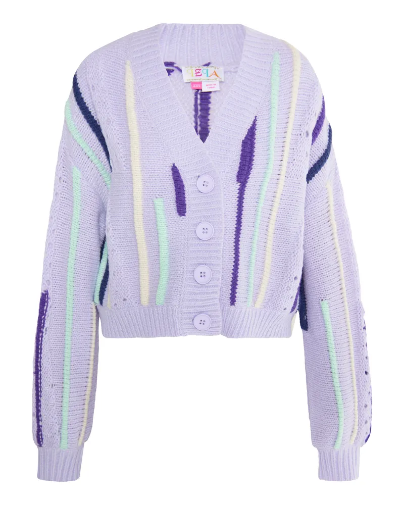 IZIA Strickjacke Damen Helllila Mehrfarbig Lila
