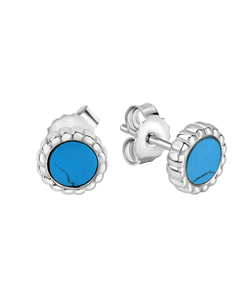 ZEEme Basic Ohrringe Silber 925 rhodiniert mit syn. Türkis Silber