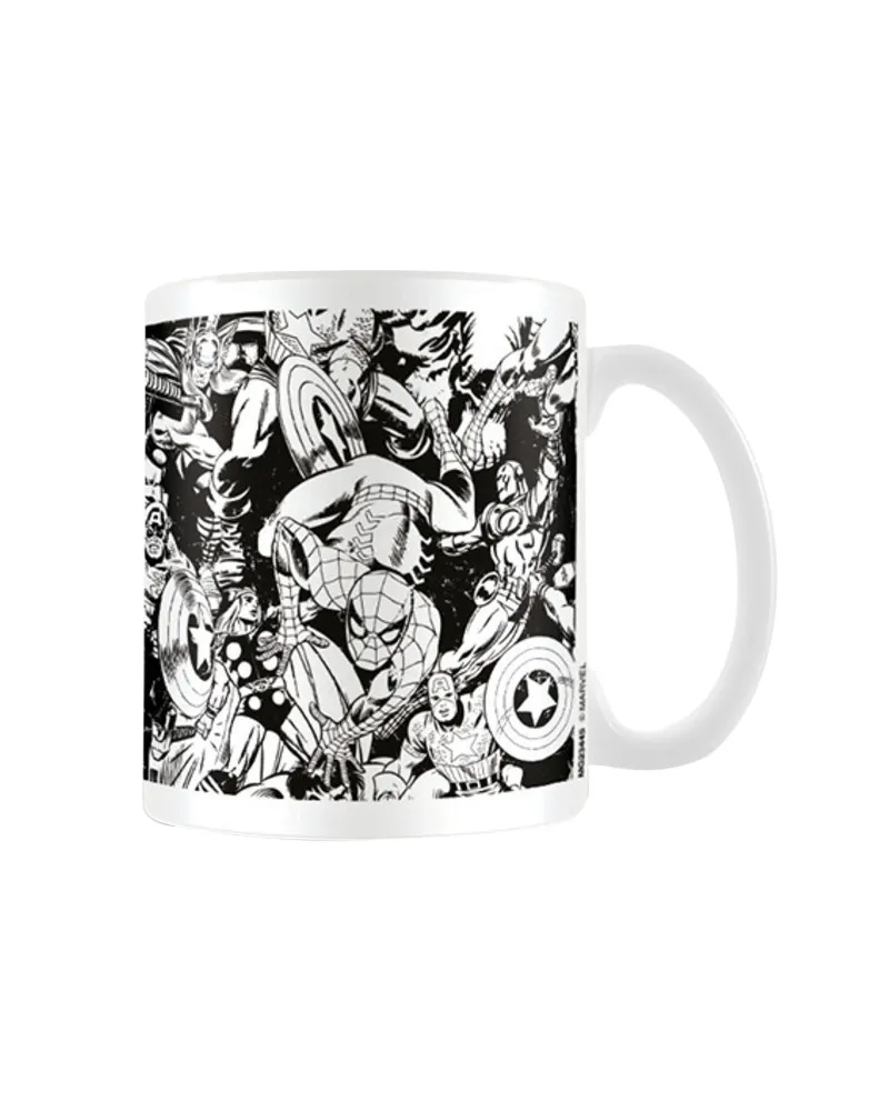 Marvel Kaffeebecher, Figuren (Weiß/Schwarz Weiß
