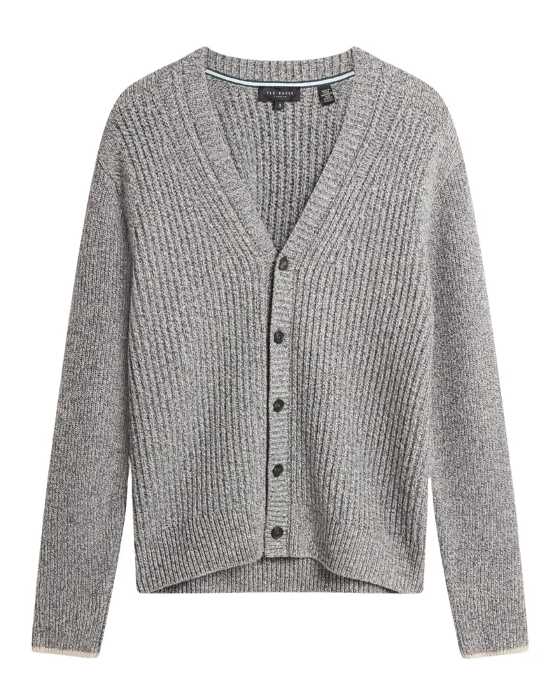 Ted Baker Alman Rippstrickjacke Mit Knöpfen, Grau Silber