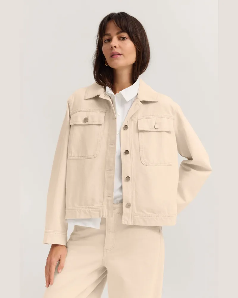 Bugatti Damen Jeansjacke aus Baumwolle mit Hemdkragen Beige