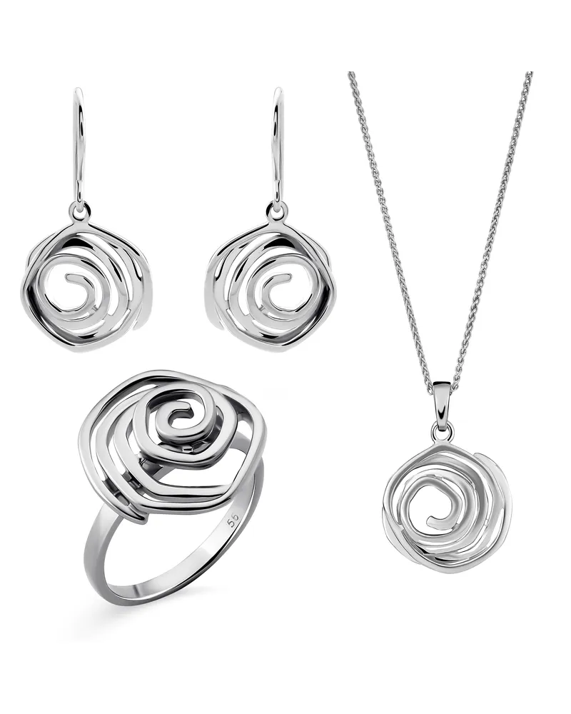 Orphelia Apolline' Damen-Set aus 925er Sterlingsilber: Halskette + Ohrringe + Ring – Silber SET-7500 Silber