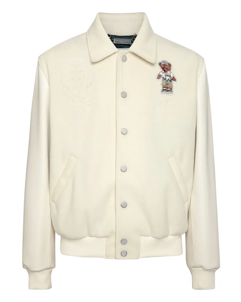 Philipp Plein Lederblouson Teddy Creme