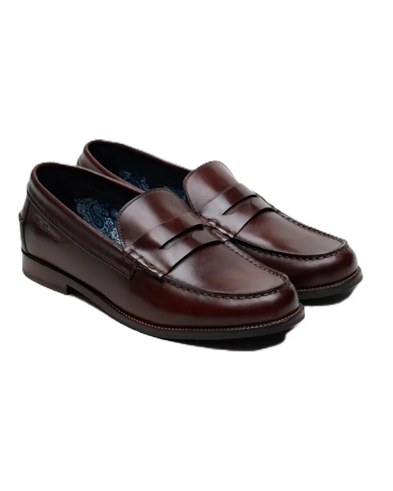 Ben Sherman Sid Brush Off Leder Herren Braune Penny Loafers Braun