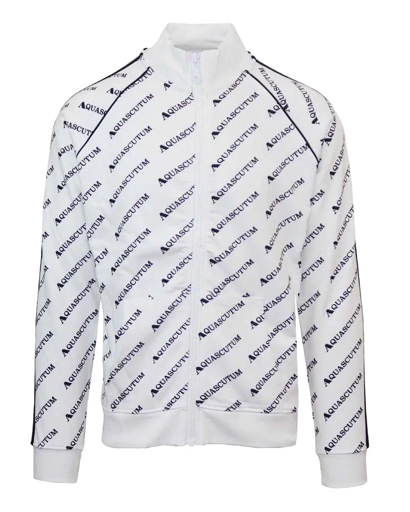 Aquascutum Trainingsjacke für Herren, Hoher Kragen, Raglanärmel (Weiß Weiß