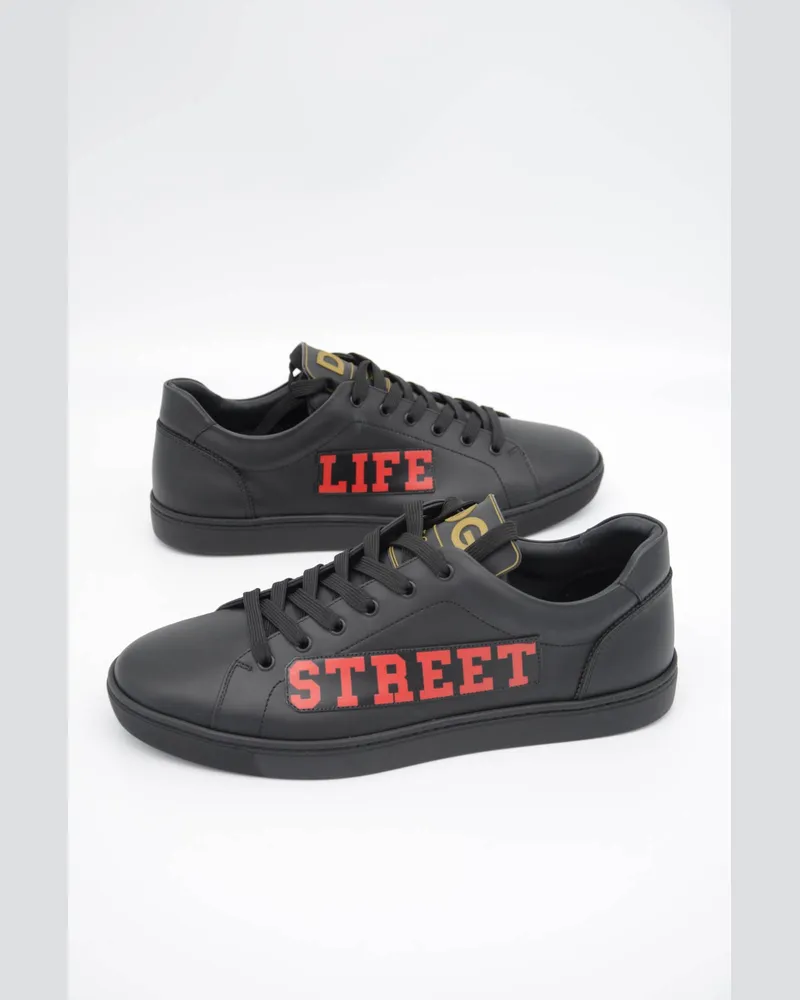Dolce & Gabbana Herren Leder Low-Top Sneaker Schwarz