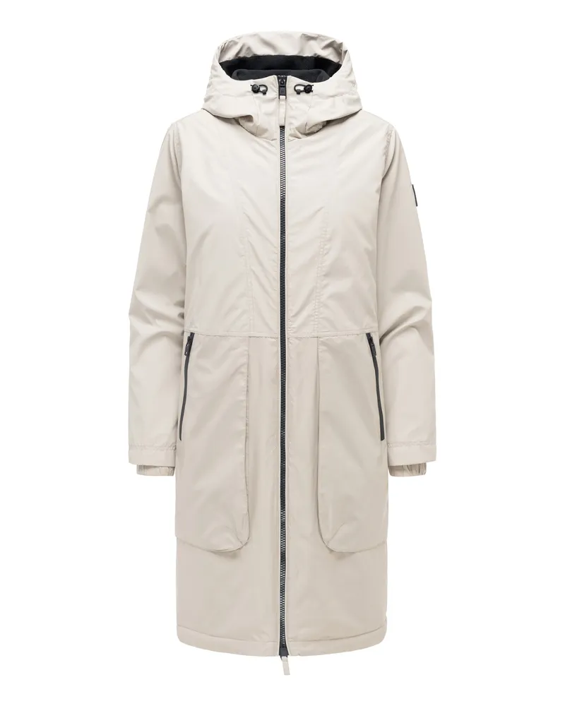 NAVAHOO Damen Parka Übergangsjacke Edelumhang mit Kapuze Beige