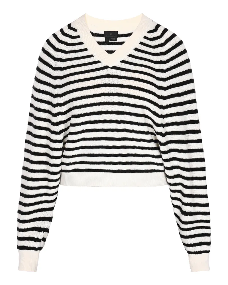 DreiMaster Pullover für Damen mit kontrastierenden Streifen - Wollweiß Wollweiß