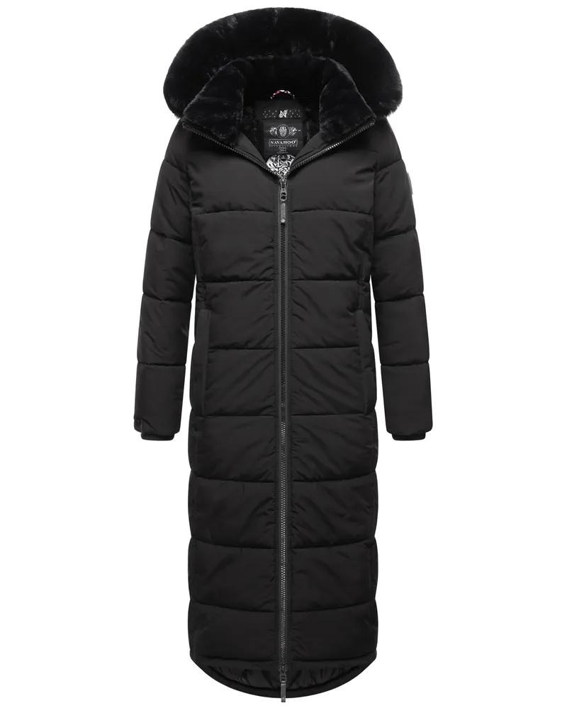 NAVAHOO Damen Winterjacke Knuddelfee – Extra Lang & Kuschelig Warm Schwarz