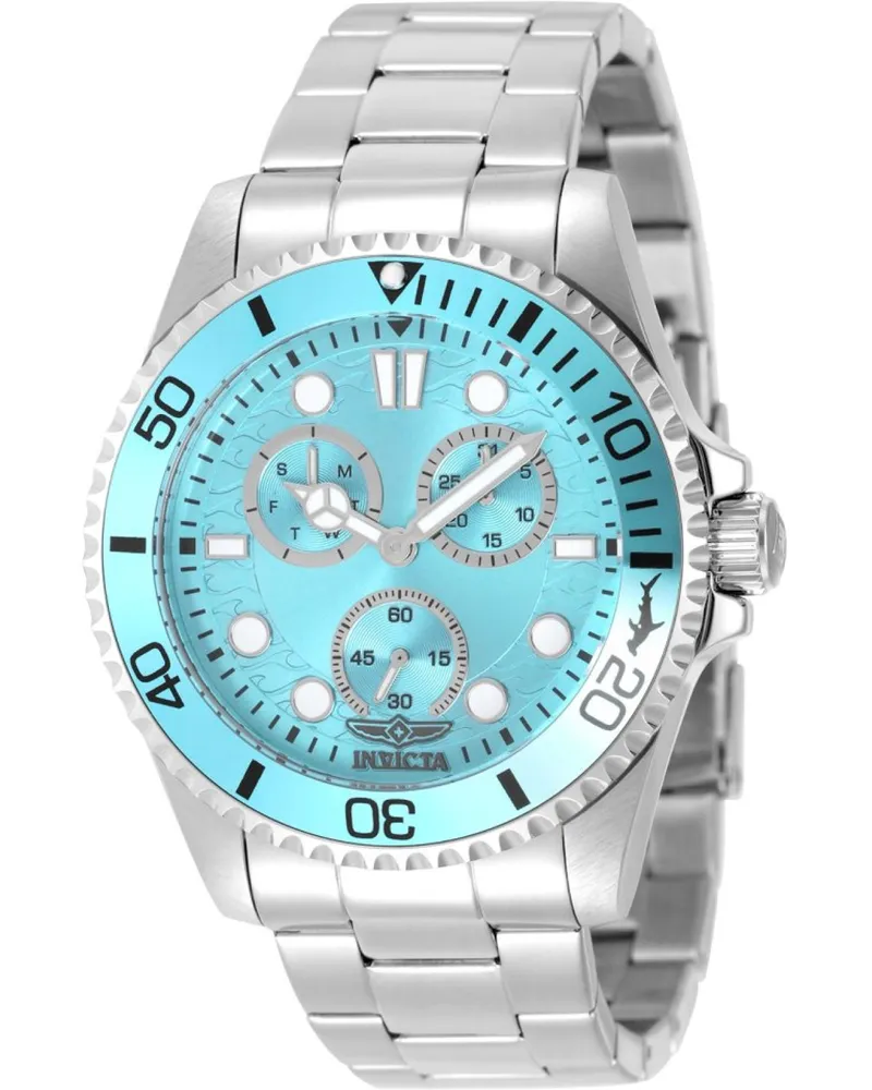 Invicta Pro Diver 51139 Herrenuhr - Quarzwerk - Edelstahl mit blauem Zifferblatt - 43 mm Silber