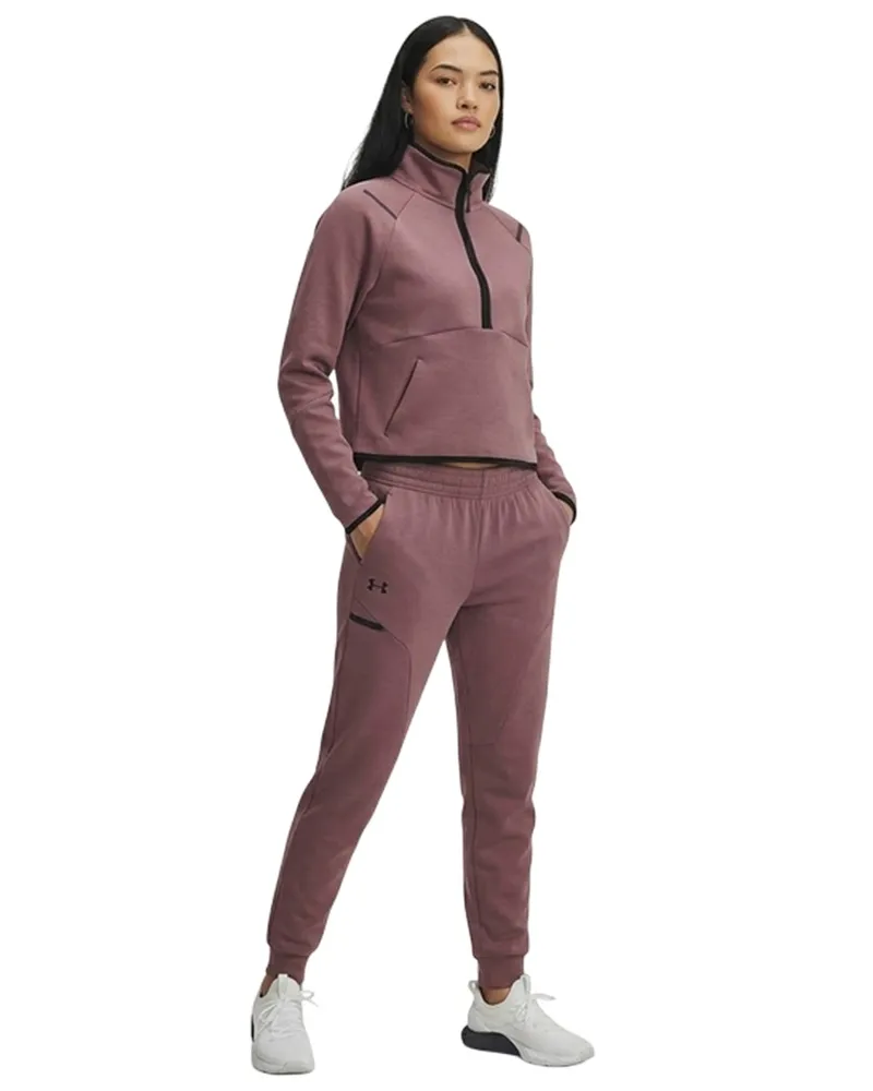 Under Armour Unstoppable" Sweatshirt für Damen, mit kurzem Reißverschluss, Fleece (Weinrot Rotbraun