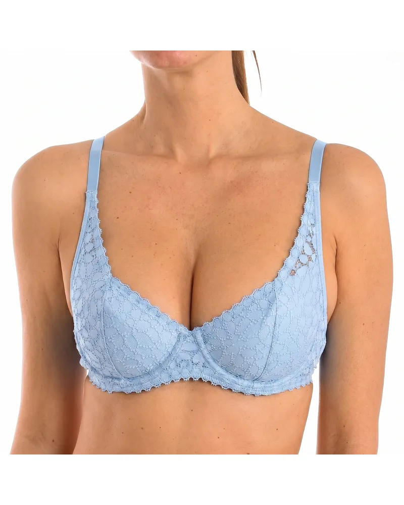 DIM Push-up Bügel-BH mit floraler Spitze, 00DFE - Blau Blau