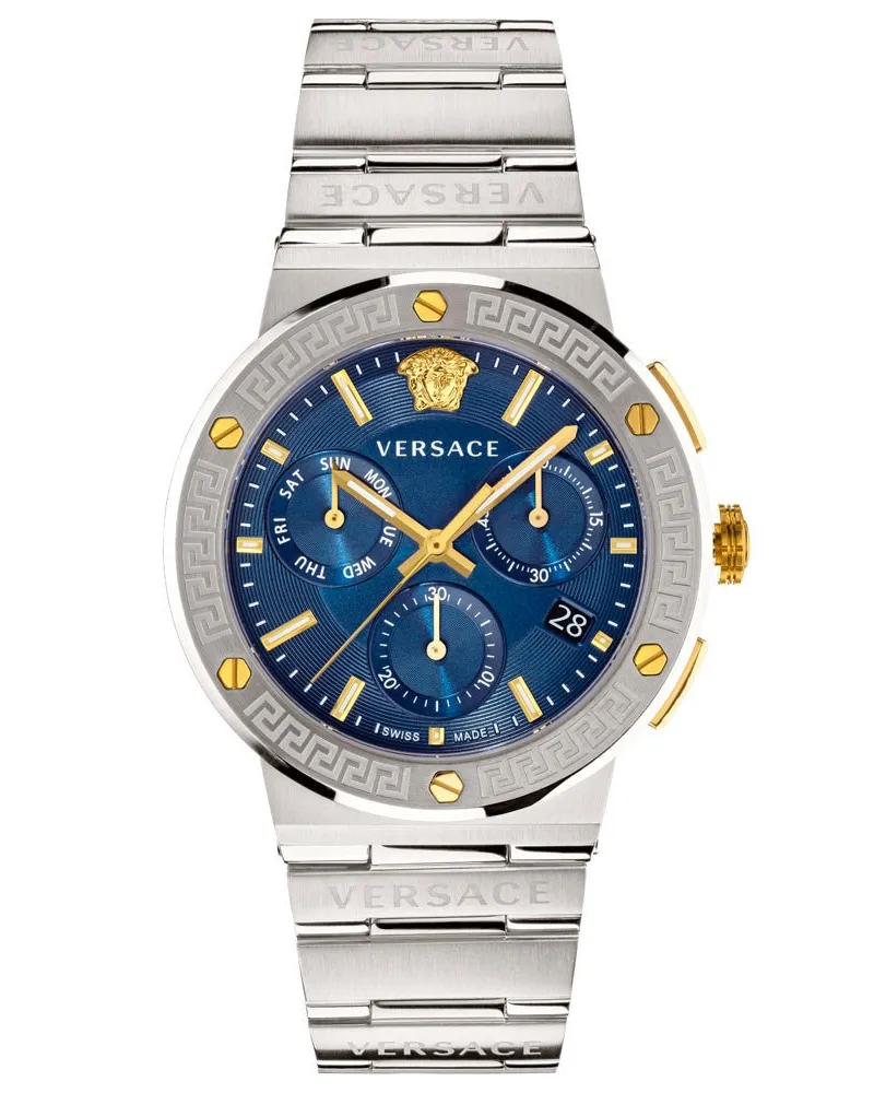 Versace VEZ900221 Greca Logo Chrono Luxus Herrenuhr Silber