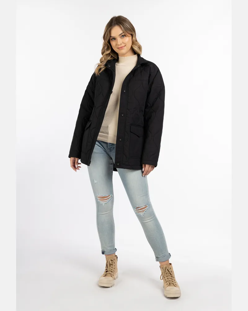 DreiMaster Baumwolljacke mit leichter Wattierung Damen Schwarz Schwarz