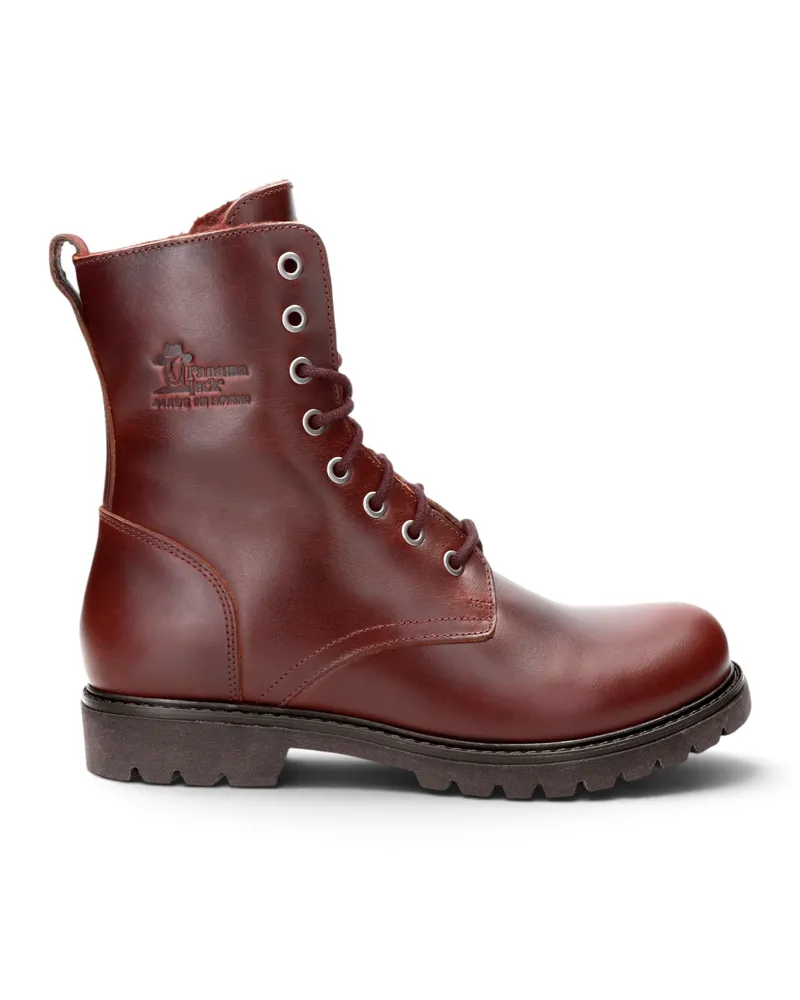 Panama Jack Wasserdichte warme Schnürstiefel aus bordeauxrotem Leder für Damen - Frisia-B45 Bordeaux