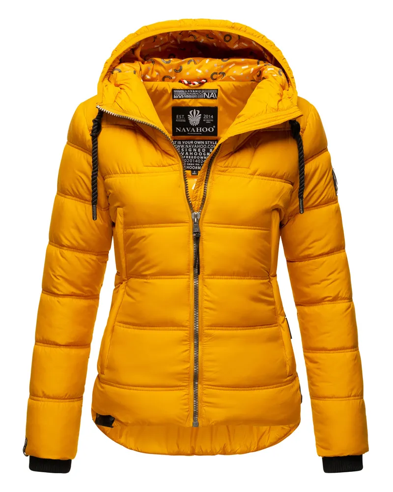 NAVAHOO Renesmee Damen Winter Steppjacke – Warm, modern & funktional Gelb