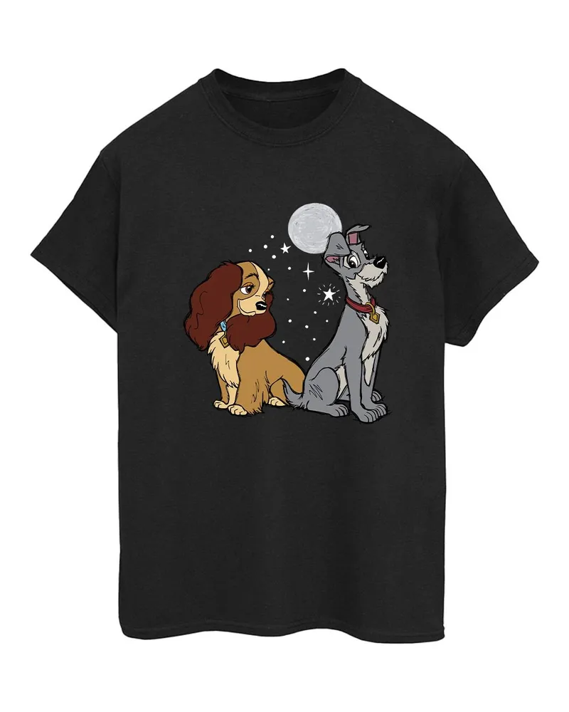 Disney Lady And The Tramp" T-Shirt für Damen (Schwarz Schwarz