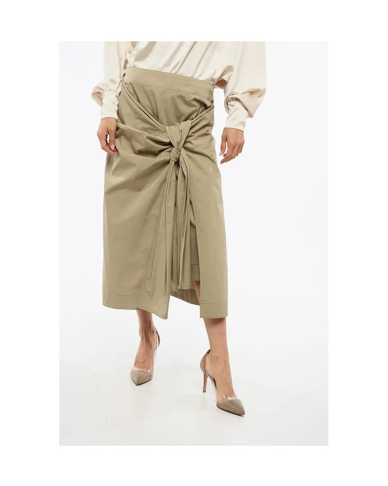 Bottega Veneta Langer Plissee-Rock aus Baumwolle in Beige Beige